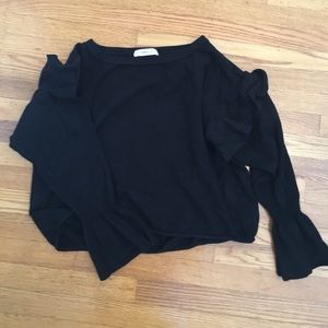 Zara ruffled long sleeve knit top